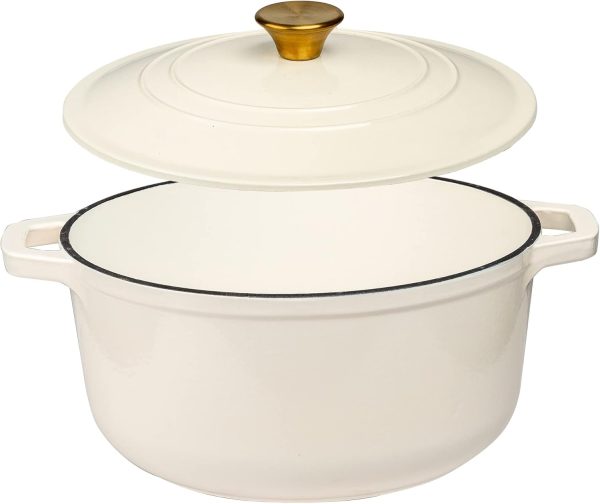 Lexi Home Enameled 6 Qt. Cast Iron Dutch Oven - Cream - Image 2