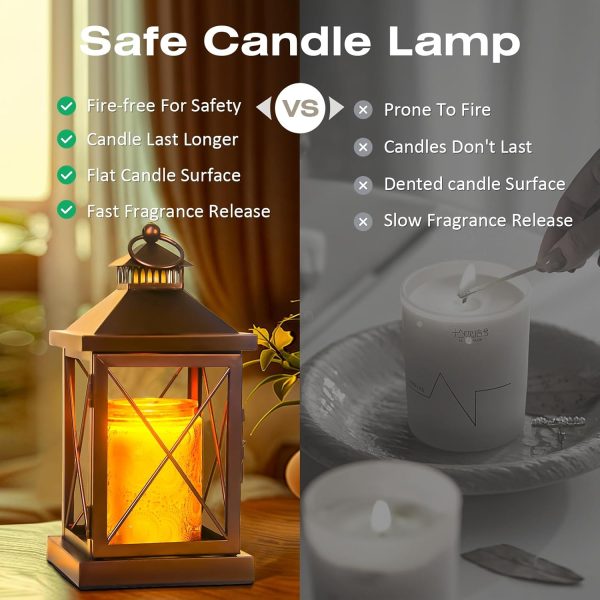 Candle Warmer Lamp with Timer, Dimmable Candle Lamp, Compatible with Small and Large Candles, Vintage Lamp Candle Warmer for Bedroom Home Living Room Decor, Wax Melt Warmer with 2 Bulbs (Coffee) - Image 4