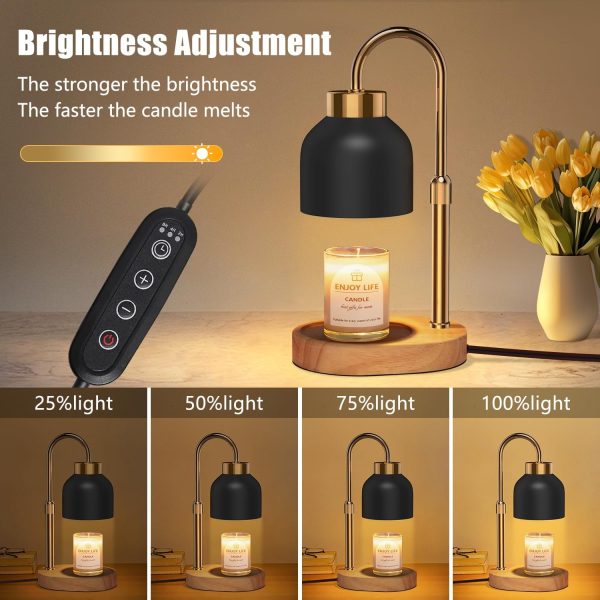 Candle Warmer Lamp with Dimmer Adjustable Height, 2/4/8H Timer,Vintage Home Decor for Scented Jar with 2 Bulbs - Image 2