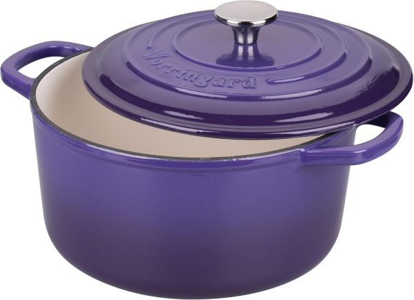 Enameled Cast Iron Dutch Oven Pot with Lid, for Sourdough Bread Baking, Round Dutch Ovens, 4.5 Quart, Purple - Image 4