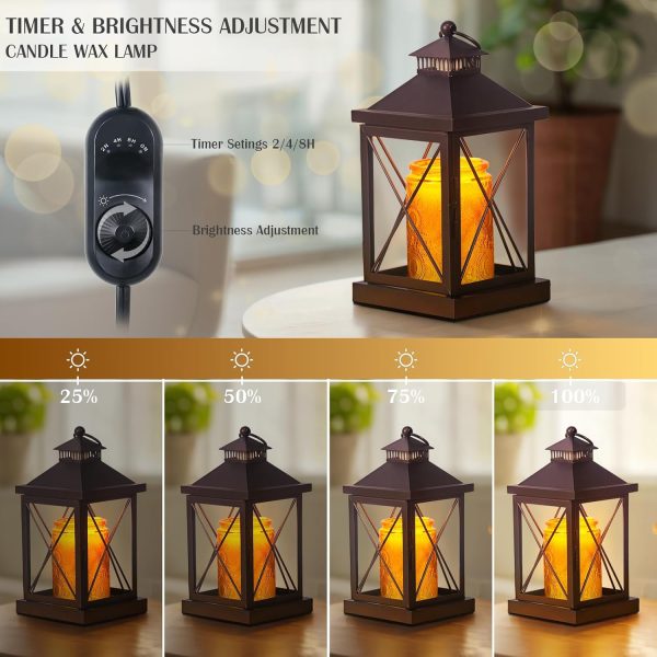 Candle Warmer Lamp with Timer, Dimmable Candle Lamp, Compatible with Small and Large Candles, Vintage Lamp Candle Warmer for Bedroom Home Living Room Decor, Wax Melt Warmer with 2 Bulbs (Coffee) - Image 3