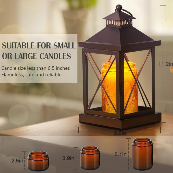 Candle Warmer Lamp with Timer, Dimmable Candle Lamp, Compatible with Small and Large Candles, Vintage Lamp Candle Warmer for Bedroom Home Living Room Decor, Wax Melt Warmer with 2 Bulbs (Coffee) - Image 2