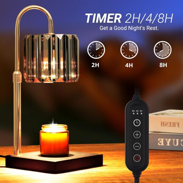 Candle Warmer Lamp with Timer, Dimmable Electric Candle Wamer Adjustable Height, Glass Modern Candle Melter Lamp, Black, Valentines Day Gifts, Elegant Home Decor - Image 2