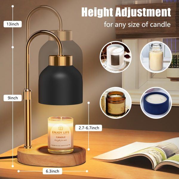 Candle Warmer Lamp with Dimmer Adjustable Height, 2/4/8H Timer,Vintage Home Decor for Scented Jar with 2 Bulbs - Image 3